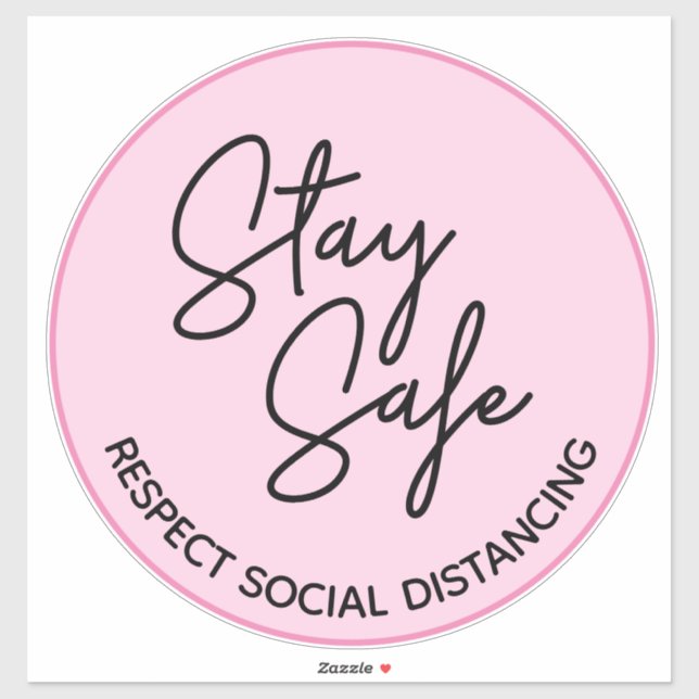 Sticker Simple Rose Séjour Sûr Respect Distances sociales (Feuille)