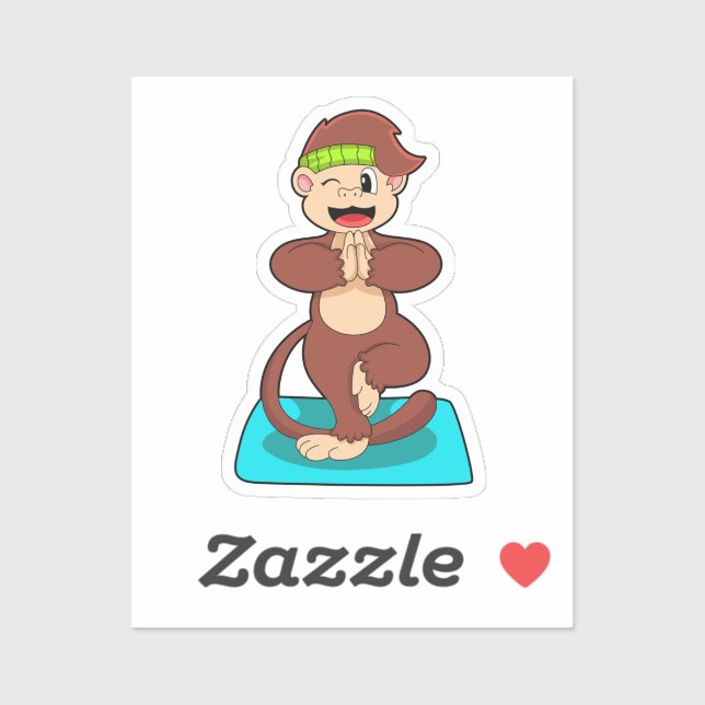 Sticker Singe au Yoga en position debout (Feuille)