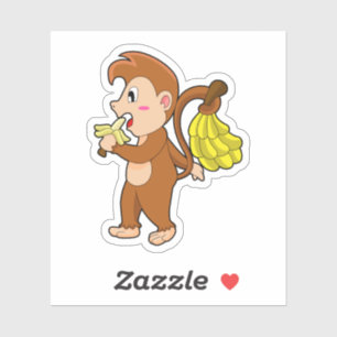 Sticker Singe avec bananes