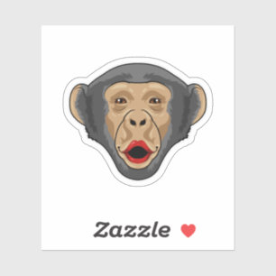 Sticker Singe avec bouche baisée