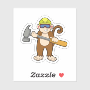 Sticker Singe comme artisan avec marteau