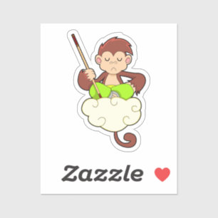 Sticker Singe en pattes croisées sur nuages