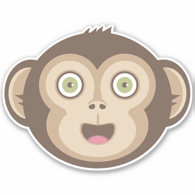 Sticker Singe mignon - Adorable Chimpanzé Joyeux Visage (Devant)