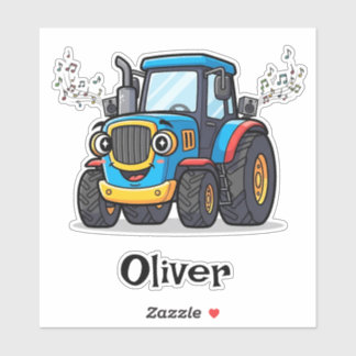 Sticker Singing Cute Musical Blue Tractor