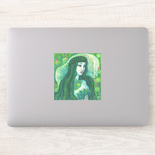 Sticker Sirène à cheveux vert sous l'Imaginaire sous-marin (Ordinateur)