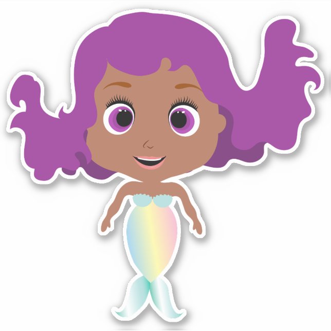 Sticker Sirène à peau foncée violette haïe (Devant)
