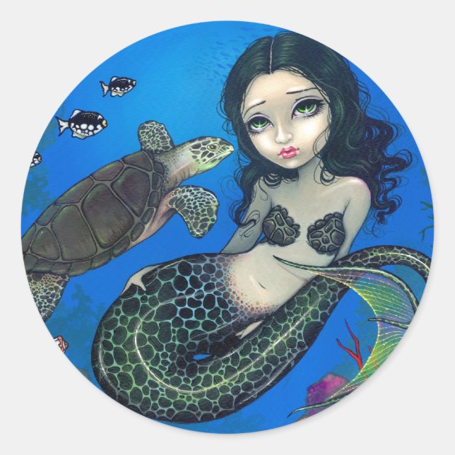 Sticker "Sirène de tortue de mer" (Devant)