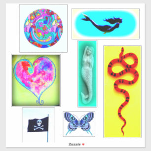 Sticker sirènes, chaleur, serpent, papillon d'amour