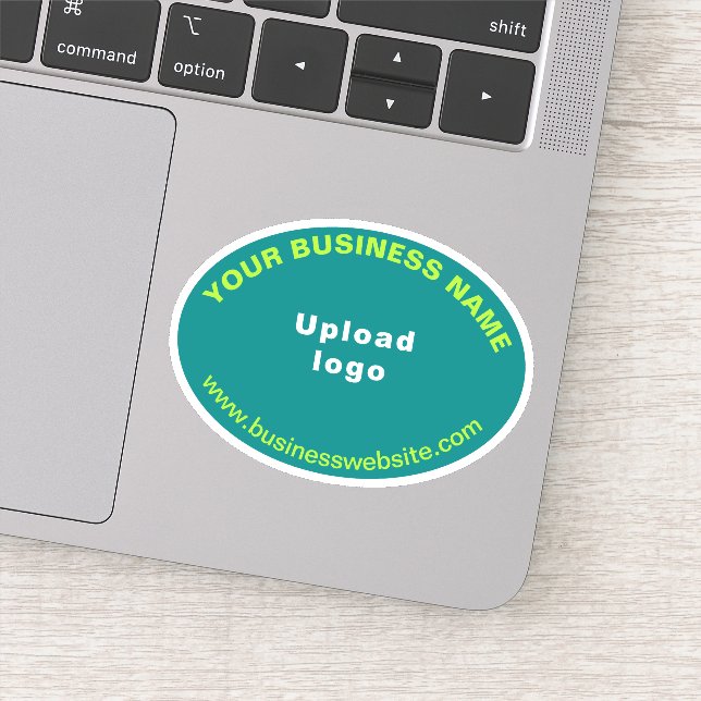 Sticker Site d'affaires sur Turquoise vert ovale forme vin (Détail)
