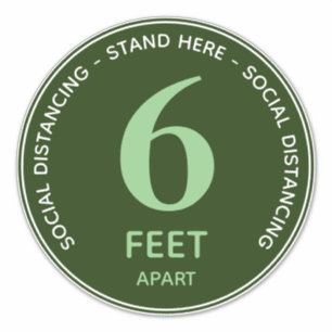 Sticker Six Foot Stand Here Distanciation sociale vert bla
