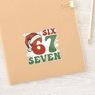Sticker Six Seven 67 Drôle Chapeau de Père Noël Noël Xmas