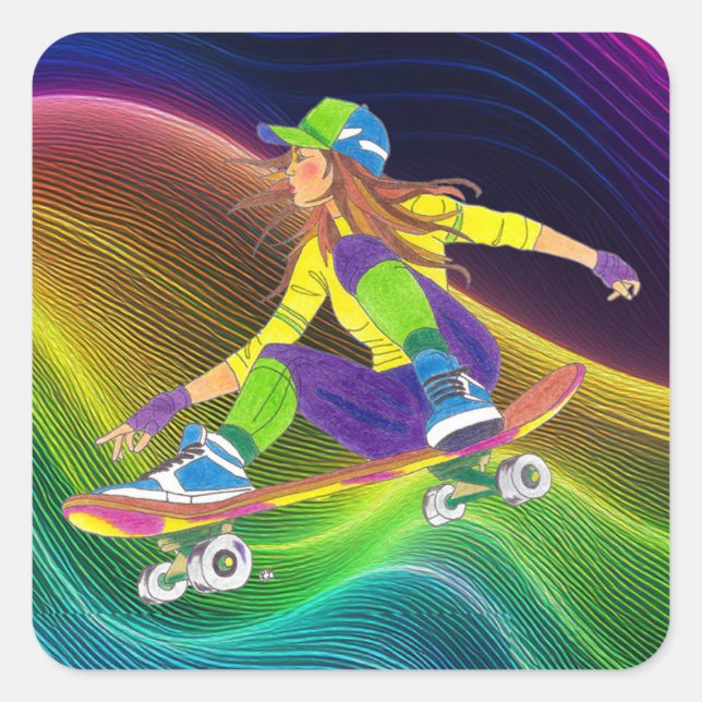 Sticker Skateboard Girl (Devant)