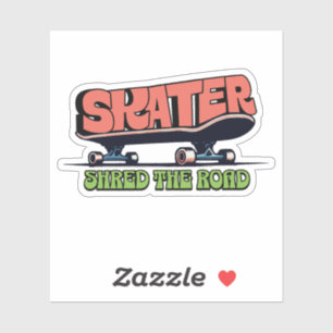 Sticker Skater Shred the Road – Rétro skateboard des année
