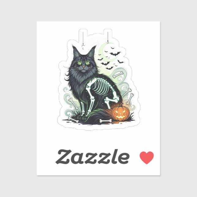 Sticker Skeleton Coon - Maine Coon Halloween (Feuille)