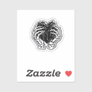 Sticker Skeleton Heart Hands Drôle