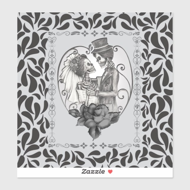 Sticker Skeleton Love Couple Mariage Mariage (Feuille)
