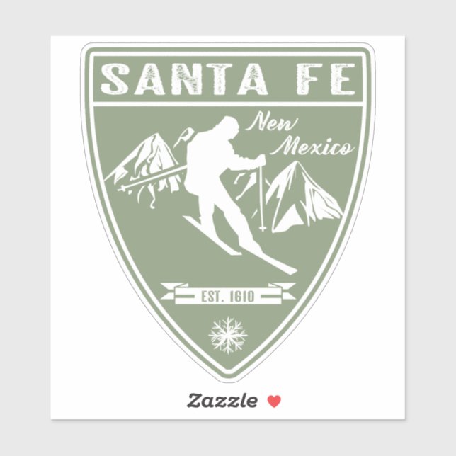 Sticker Ski Père Noël Fe Nouveau-Mexique (Feuille)
