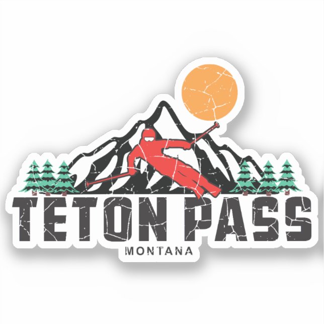 Sticker Ski Retro Teton Pass (Recto)