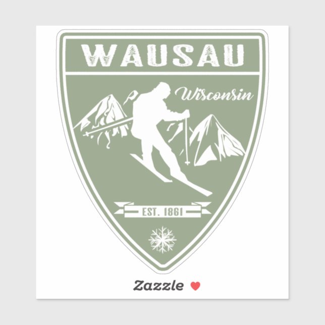 Sticker Ski Wausau Wisconsin (Feuille)