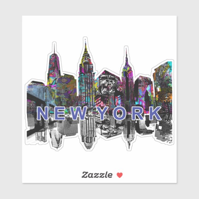 Sticker Skyline new-yorkais en graffiti (Feuille)