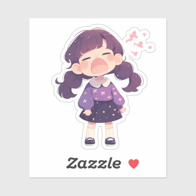 Sticker Sleepy Cute Girl (Feuille)