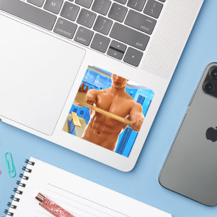 Sticker SlipperyJoe homme musclé torse nu abs poitrine vet