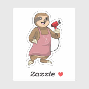 Sticker Sloth as Hair stylist avec Sèche-cheveux