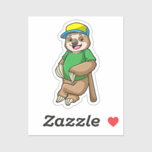 Sticker Sloth at Baseball with Baseball bat