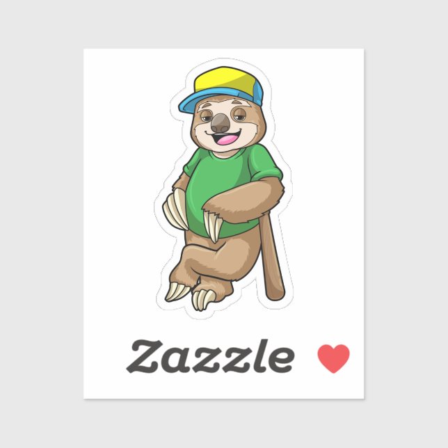 Sticker Sloth at Baseball with Baseball bat (Feuille)