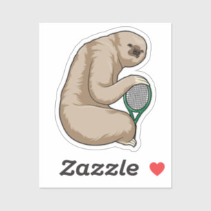 Sticker Sloth at Tennis with Tennis racket
