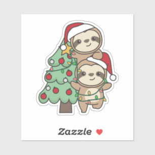 Sticker Sloth Christmas Tree Animaux de Noël Sloths