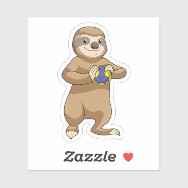 Sticker Sloth comme joueur de handball avec Handball (Feuille)