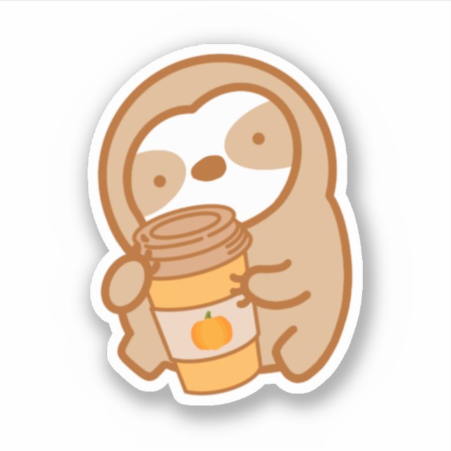 Sticker Sloth en latte d'épice citrouille (Devant)