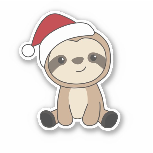 Sticker Sloth Noël Neige hiver Animaux Paresseux Classique (Devant)
