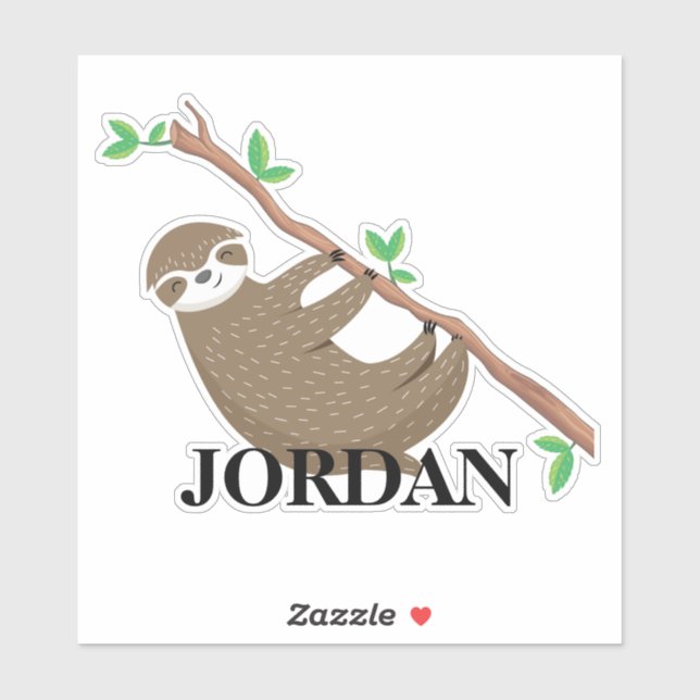 Sticker Sloth Nom personnalisé (Feuille)