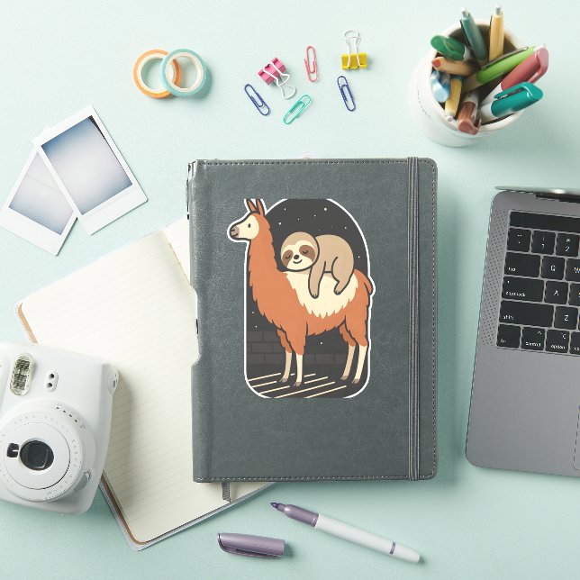 Sticker Sloth Riding Llama (Couverture iPad)