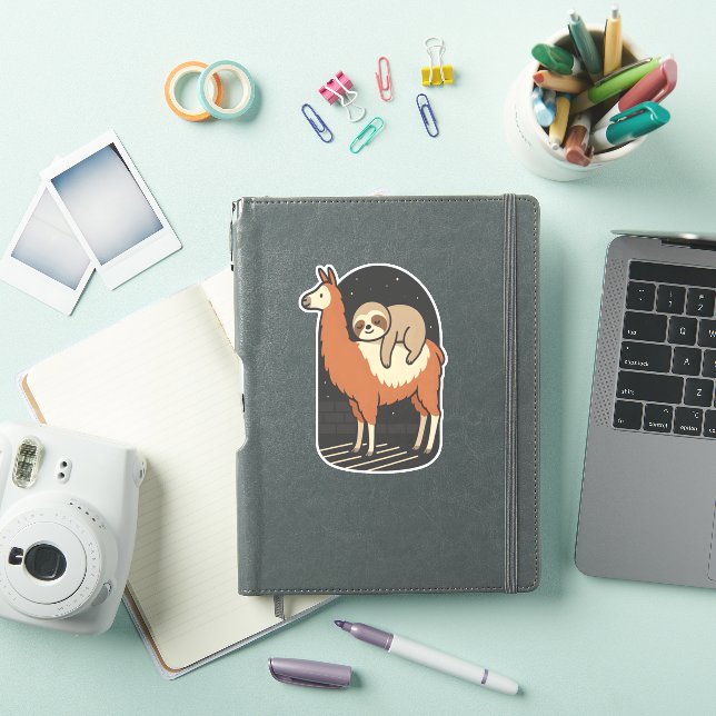 Sticker Sloth Riding Llama (Couverture iPad)