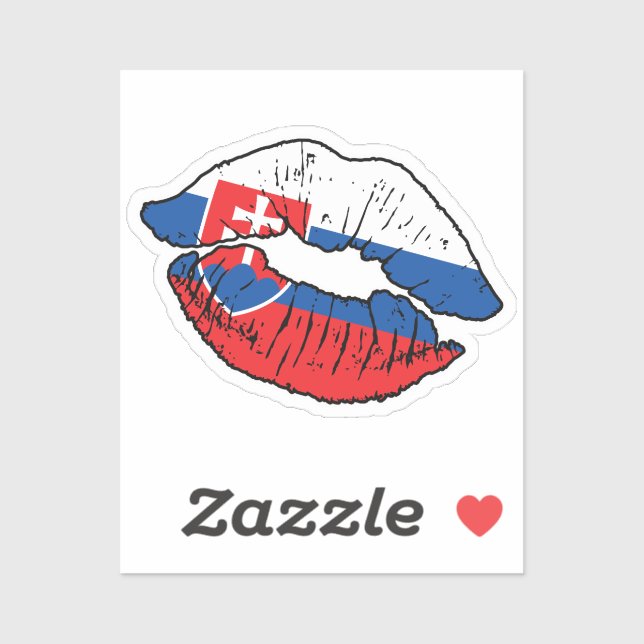 Sticker Slovaquie Slovaque Drapeau d'amour en bâton à lèvr (Feuille)