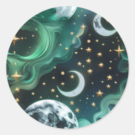 Sticker - Smaragdgrüner Himmelsmond Mystisch Luna