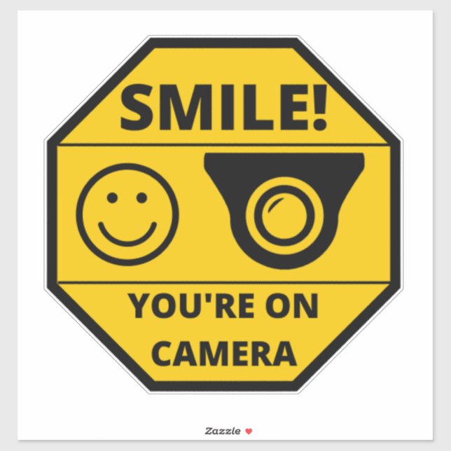 Sticker Smile You're On Camera Sign (Feuille)
