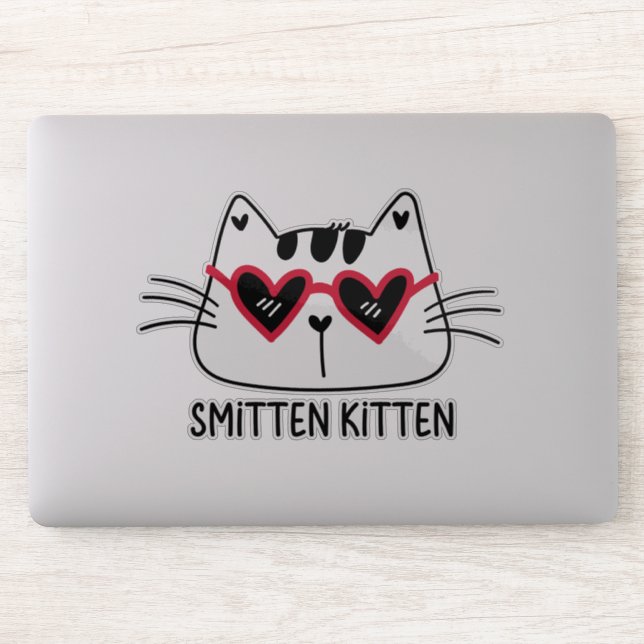 Sticker Smitten Kitten rouge lunettes de soleil de coeur V (Ordinateur)