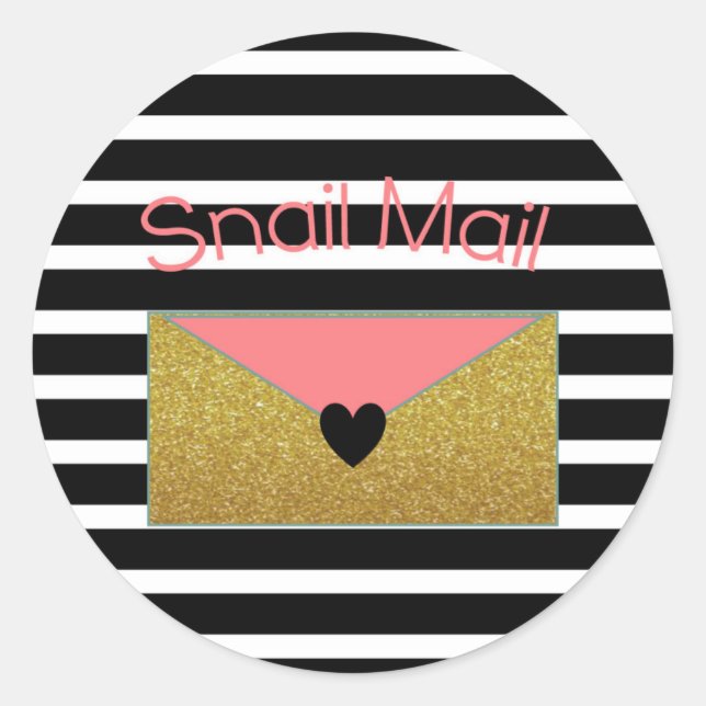 Sticker Snail Mail - Bandes noires et blanches or (Devant)