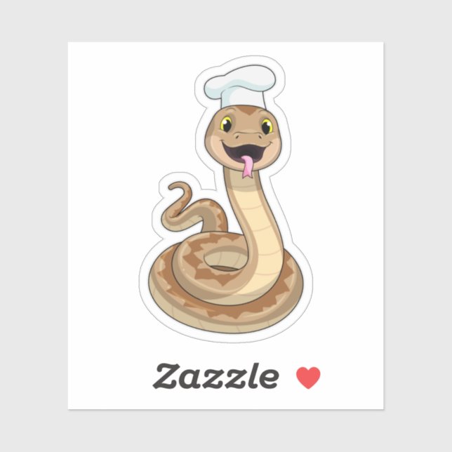 Sticker Snake as Cook avec Chef casquette (Feuille)