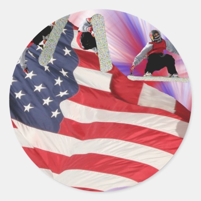 Sticker Snowboard American Flag (Devant)