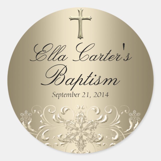 Sticker Snowflake & Cross Gold Baptiser (Devant)