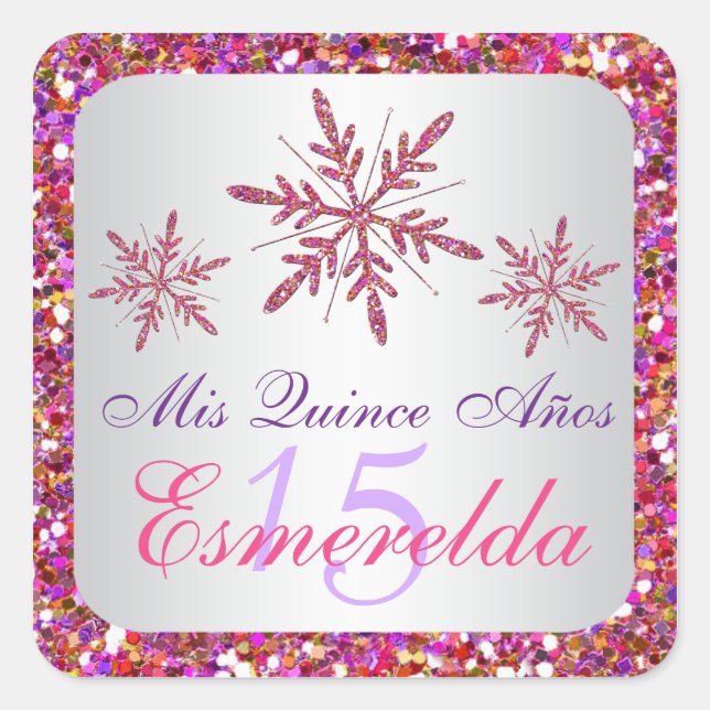 Sticker Snowflakes rose, violet Parties scintillan (Devant)