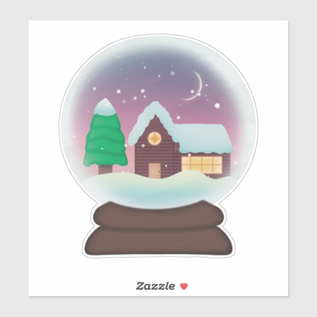 Sticker Snowglobe, Cabine rustique (Feuille)