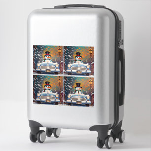 Sticker Snowman dans une voiture convertible