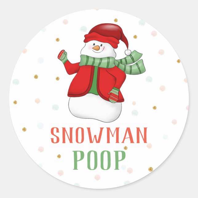Sticker Snowman Poop Fête de Noël Favoriser les ét (Devant)