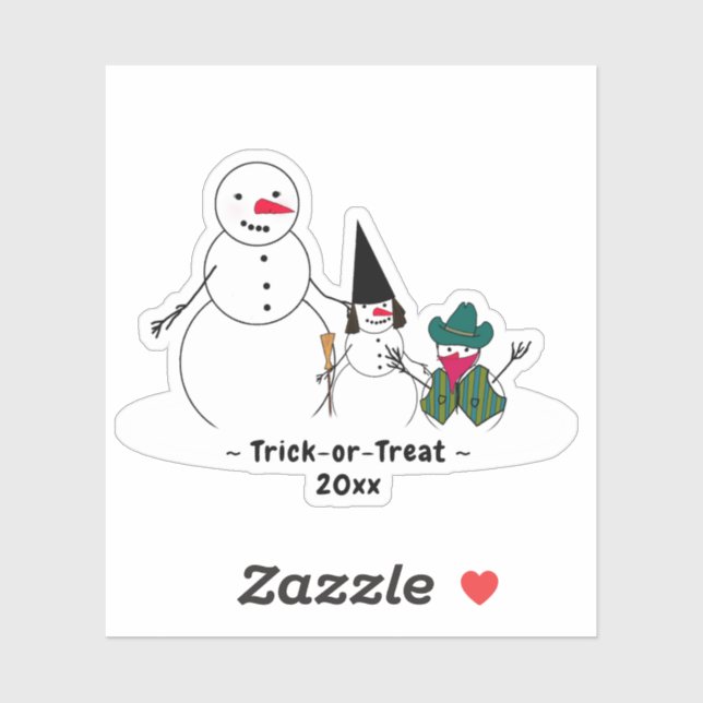 Sticker Snowman Trick ou Treat Halloween (Feuille)
